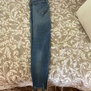 PAIGE Blue Straight Leg Pants with Subtle Fading